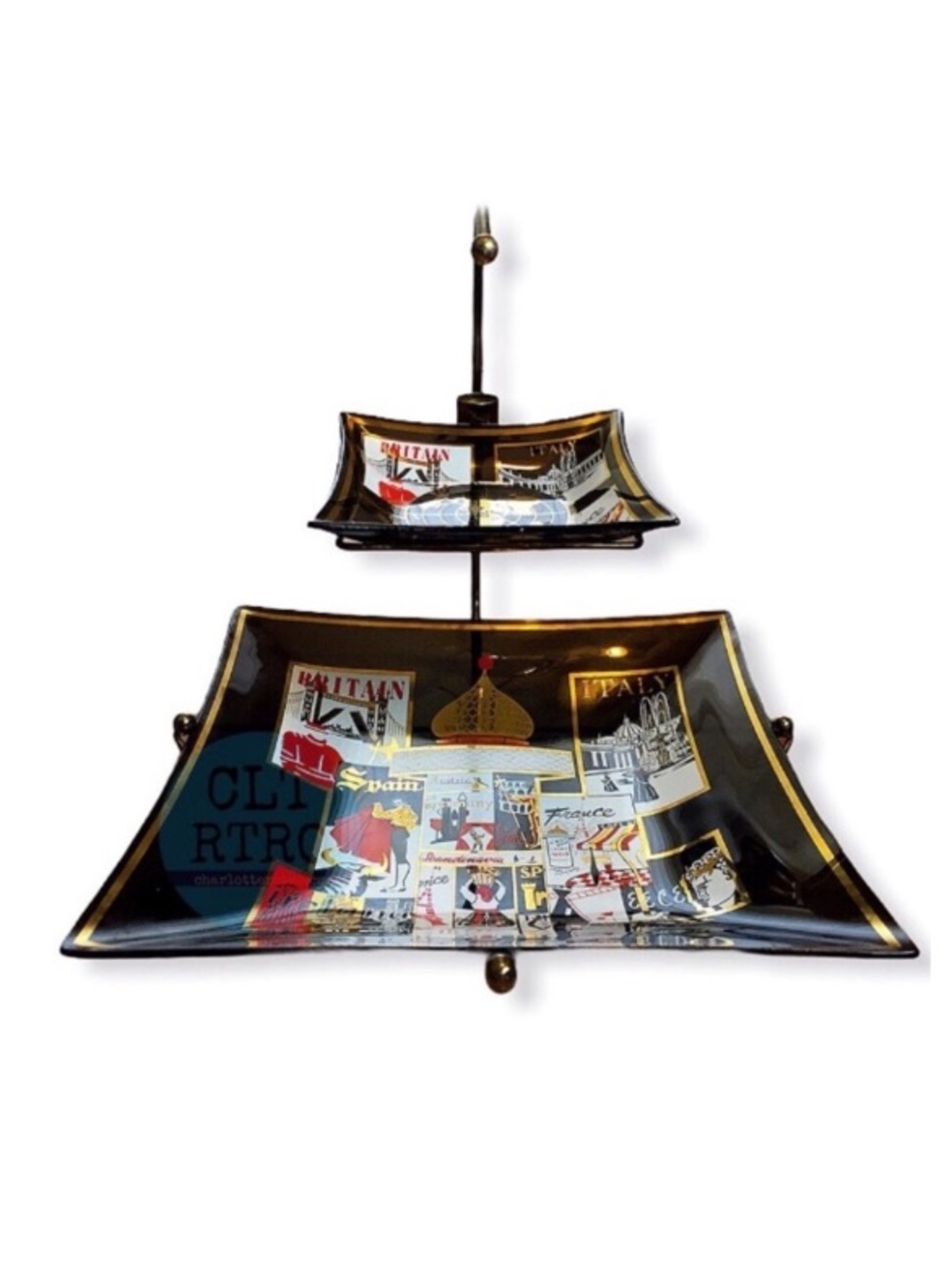 1960’s Dan Baird • Smoked Glass Tiered Server w/ Stand